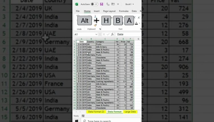 Top 7 Shortcuts For Data Formatting | #shorts